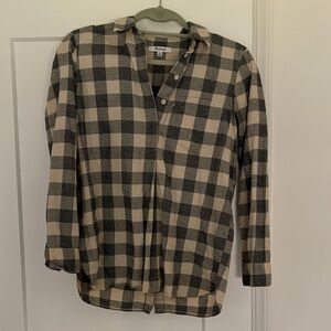 Madewell Black and Cream Checkered Blouse
